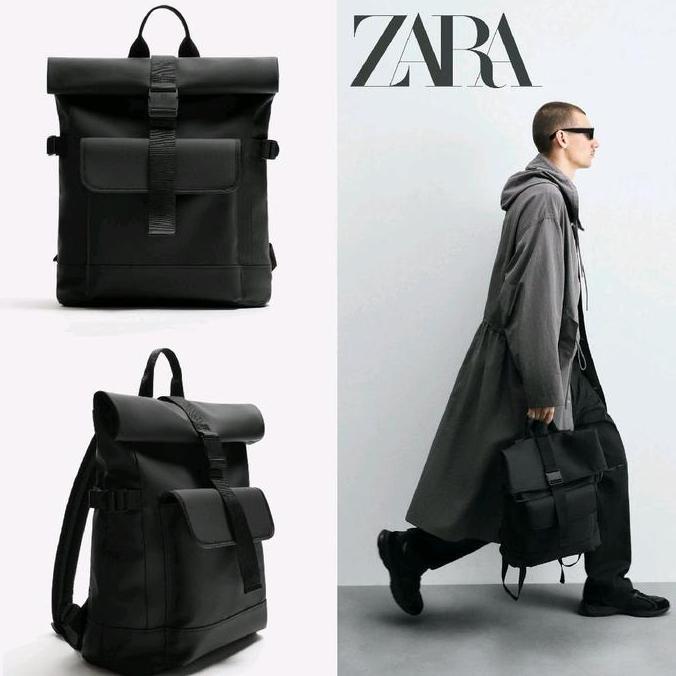 Tas Ransel Pria Zara Orinal Cowok Laki-Laki Rubberised Backpack Bag Man Men