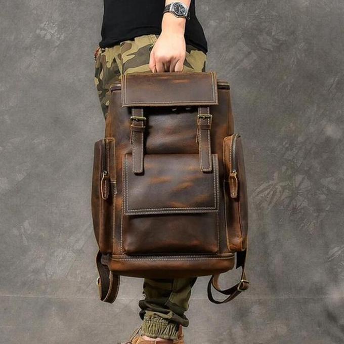 Tas Ransel Laptop Kulit Sapi Asli Crazy Horse Backpack