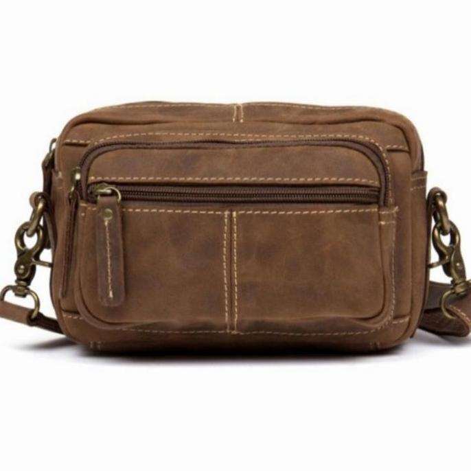 Tas selempang pinggang kulit asli sapi ch - tas kulit asli pinggang