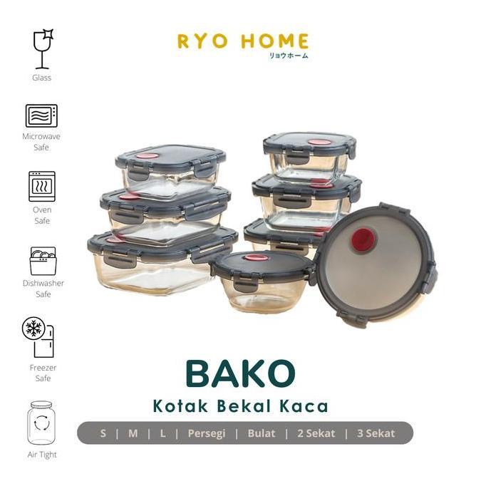 Ryo Home - BAKO Kotak Bekal Kaca / Lunch Box Set / Food Storage Glass / Kontainer Penyimpanan Makana