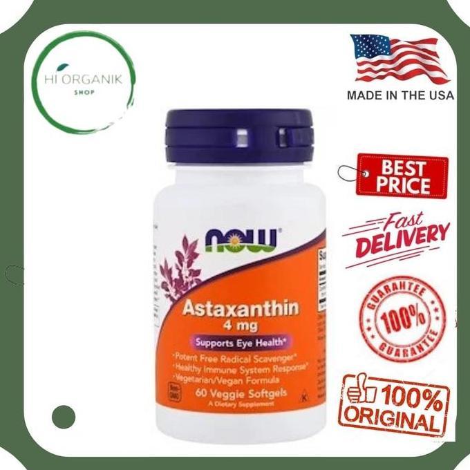 Now Foods Astaxanthin 4 mg 60 Veg Vit Mata Now Astaxanthin ORI USA