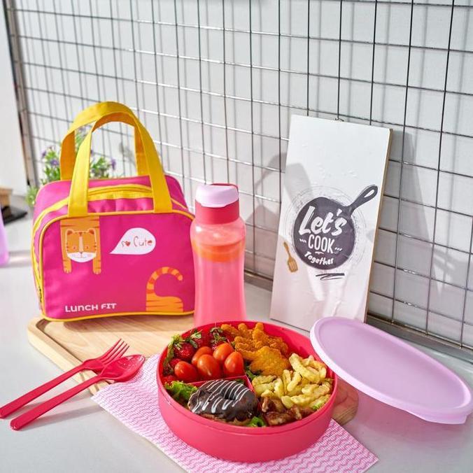 Lunchbox Set Anak / Lunchbox Lucu Karakter / Kotak Makan Bulat Sekat / Tas Bekal Makan / Kotak Bekal