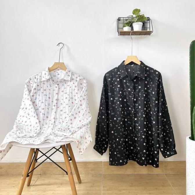 AKAVI - KINAR KEMEJA CRINKLE ELORA SUPER JUMBO KEMEJA BSIZE ATASAN OVERSIZE LD 120 130 140 150 (233g