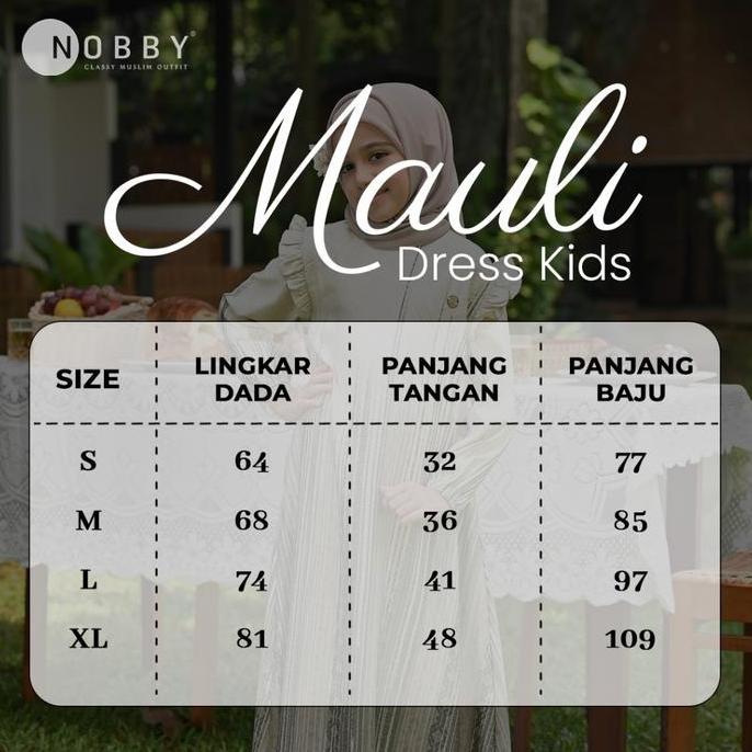 Nobby Sarimbit Mauli Dress Kids Gamis Wanita Pakaian Muslim Anak Perempuan Bahan Satin Soft Silk Baj