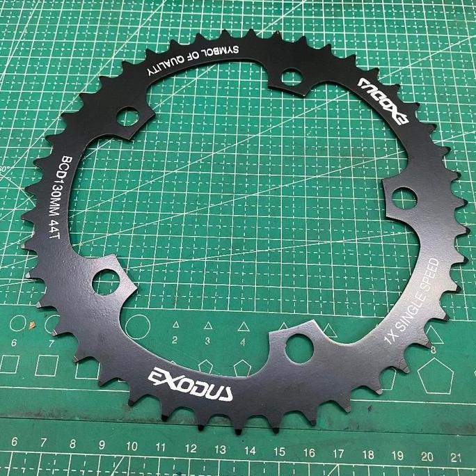 Chainring Single Speed 44T Dan 46T Exodus BCD 130 Fixie Chain Ring Hitam Sepeda MTB Folding Fixie 44