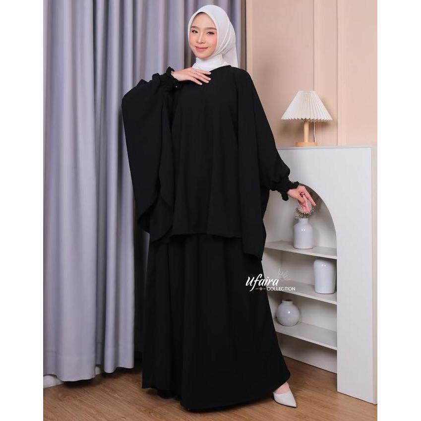 Ufaira Collection~one Set Rok Shabrina Bahan Shabrina Anti UV~Terbaru Muslim Setelan Panjang Baju Wa