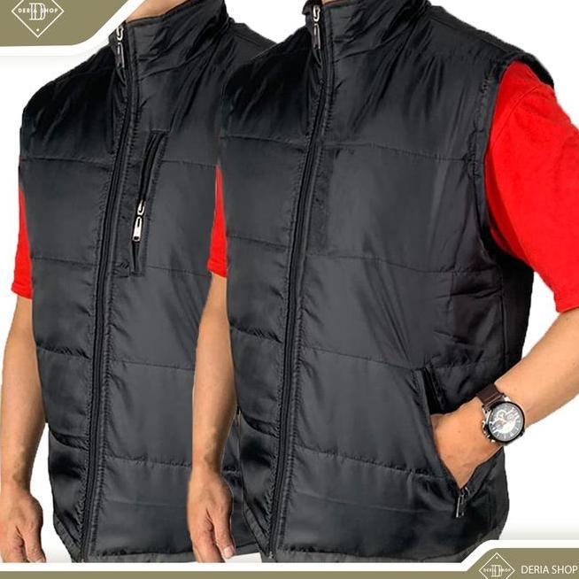 Rompi Gelembung Parasut Pria Polos Hitam Navy Dewasa Anak Vest Puffer Resleting Tebal Anti Angin Air