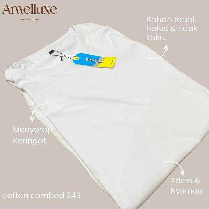 Atasan Tunik Polos Jumbo Warna Putih Lengan Panjang - Tunik Kaos Bahan Cotton Combe 24s Oversize Mus