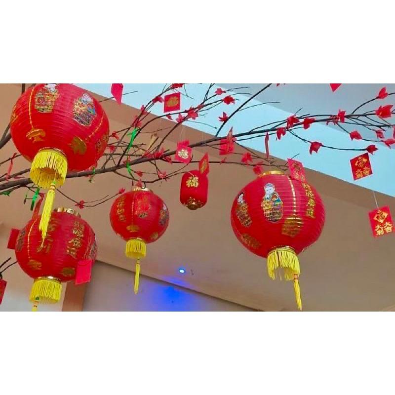 Lampion Imlek 25Cm Motif Anak Kongsi Kain China Dekorasi Tahun Baru Cina Lantern 10 Inch Lampion Mer