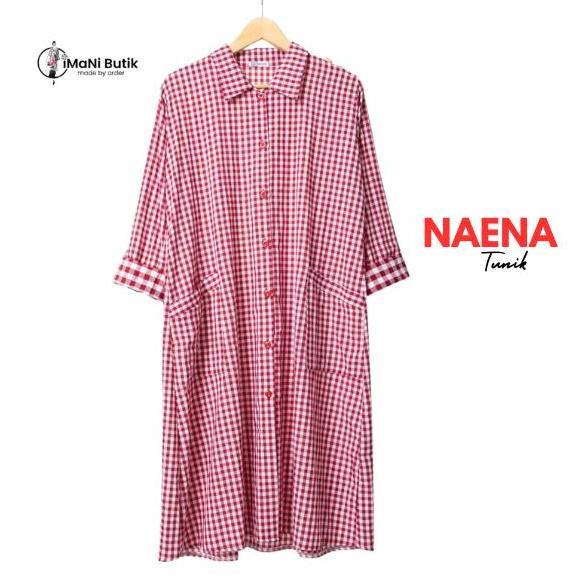 Imani Butik | Fashion Wanita Tunik Regina Model Kotak Kancing Katun Cantik Atasan  Casual  Panjang B