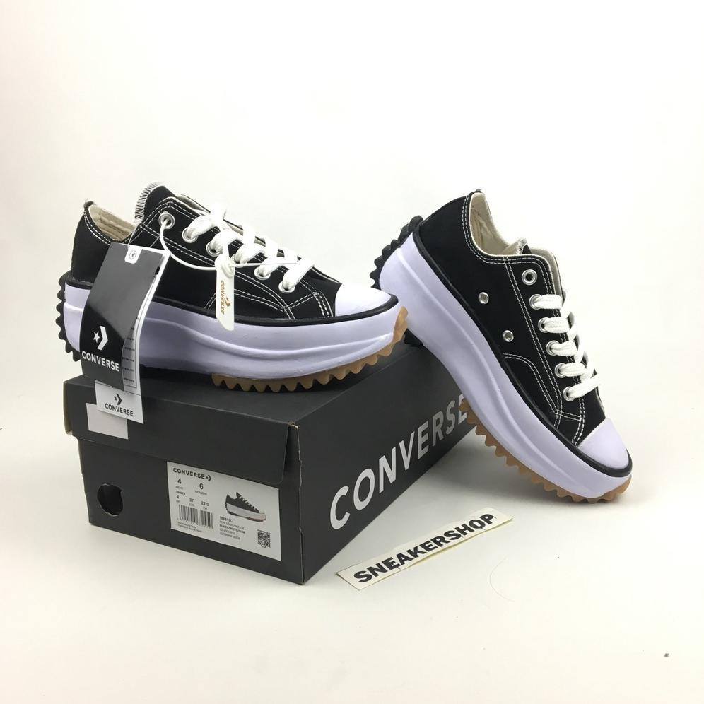CONVERSE Run Star Hike Hitam Putih Pendek Sneakers Wanita Premium BNIB Hak Tinggi Untuk Cewek