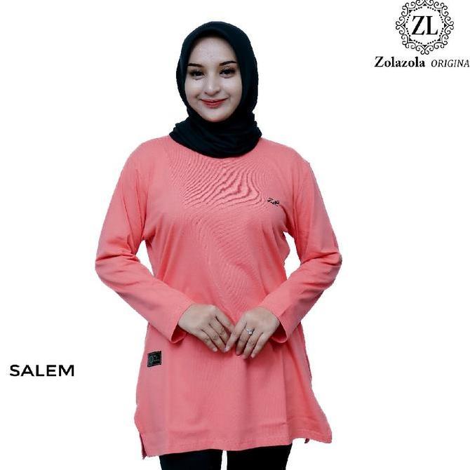 Kaos TUNIK lengan panjang wanita bahan katun 24s kaos polos katun muslim zola zola orinal tebal lemb