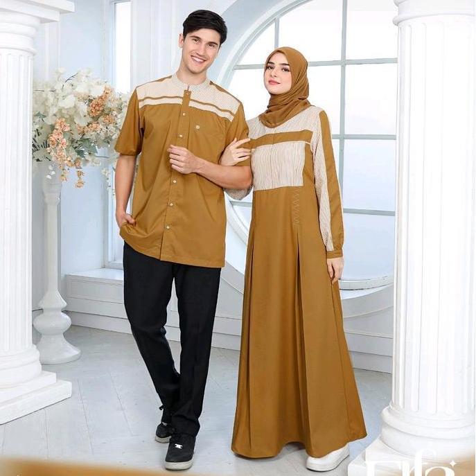 COUPLE PASANGAN GAMIS DAN KOKO ETHICA SALUR Baju Muslim Wanita Sarimbit