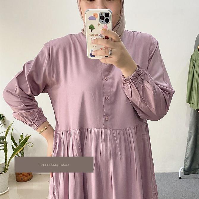 Maryam Tunik - Midi Tunik - Atasan Wanita Muslimah - Bahan Rayon Twill Premium Muslim Panjang