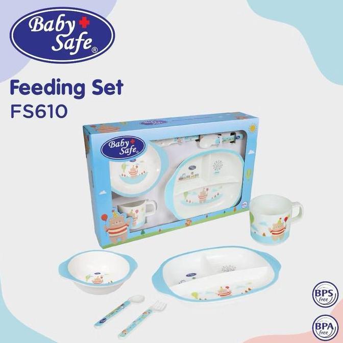 BABY SAFE FEEDING SET RABBIT BEAR BLUE FS609 / FS610 / FS606 / ALAT MAKAN BAYI/ TEMPAT MAKAN SET/ FE