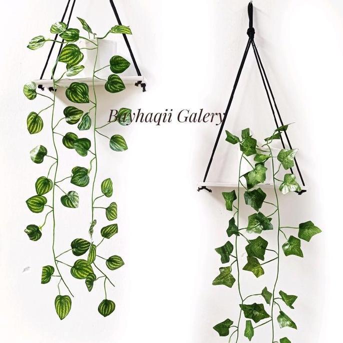 (TANPA RAK GANTUNG) DAUN JUNTAI POT MINI //DAUN GANTUNG ARTIFICIAL // BUNGA POT MINI // BONSAI GANTU