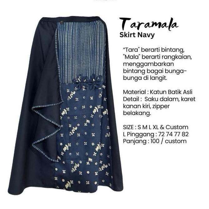 Taramala Skirt Navy - Rok Batik Asli Unik by SOGAN BATIK REJODANI