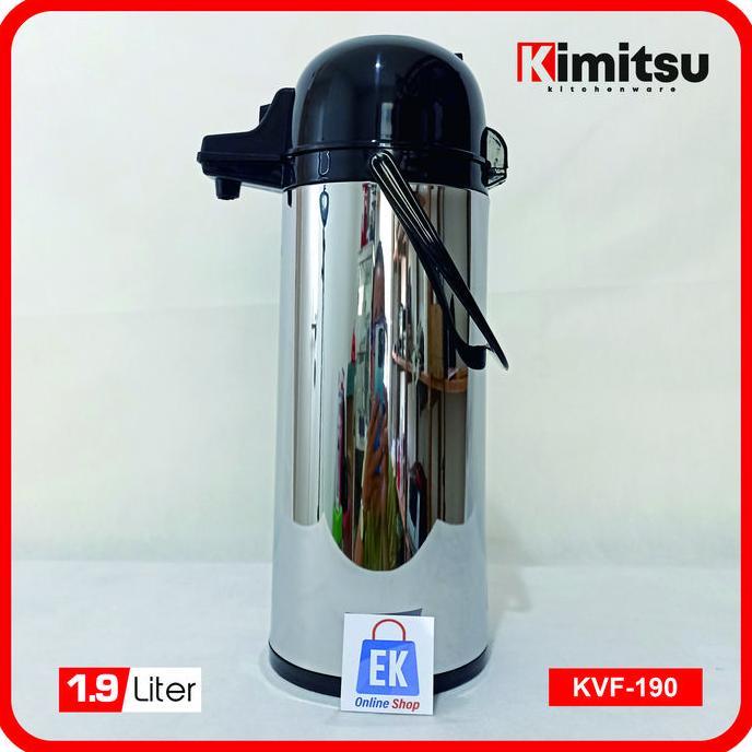 Termos Air Panas Stainless KIMITSU | Termos Tekan | Termos Pencet | Termos Tekan 2 Liter | Termos Pe