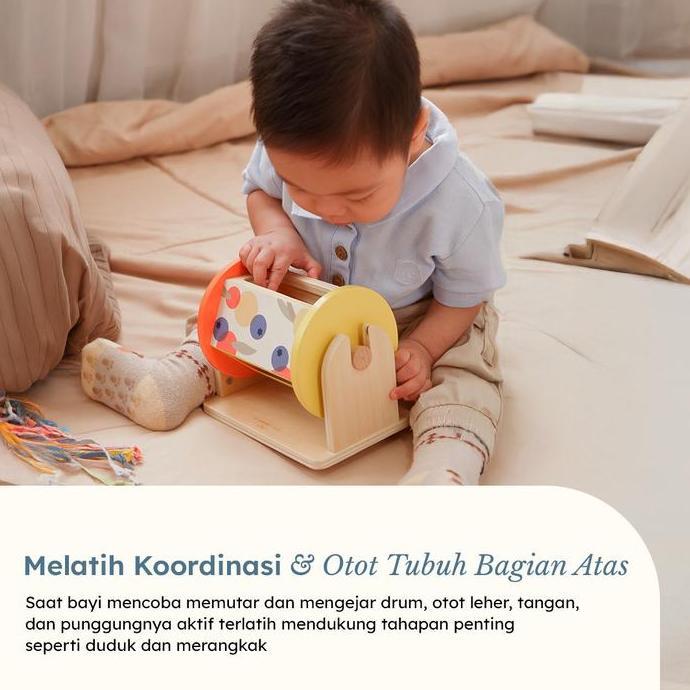 Learning Time- Spinning Fruit Drum-Mainan Tummy Time Bayi/Mainan Bayi Tengkurap/Mainan bayi 7 12 bul