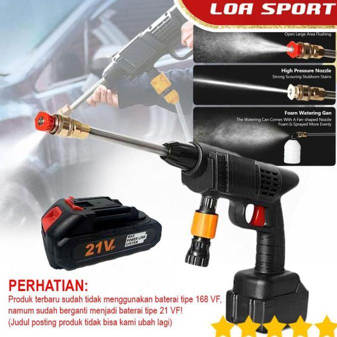 BEBAS ONGKIR - Semprotan Air Cuci Mobil High Pressure Steam Sabun Baterai Cas 168 VF