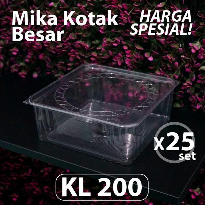 TERLARIS - Paket isi 25 pcs - Mika Kotak Besar KL 200 - Bolu Lapis - Transparan