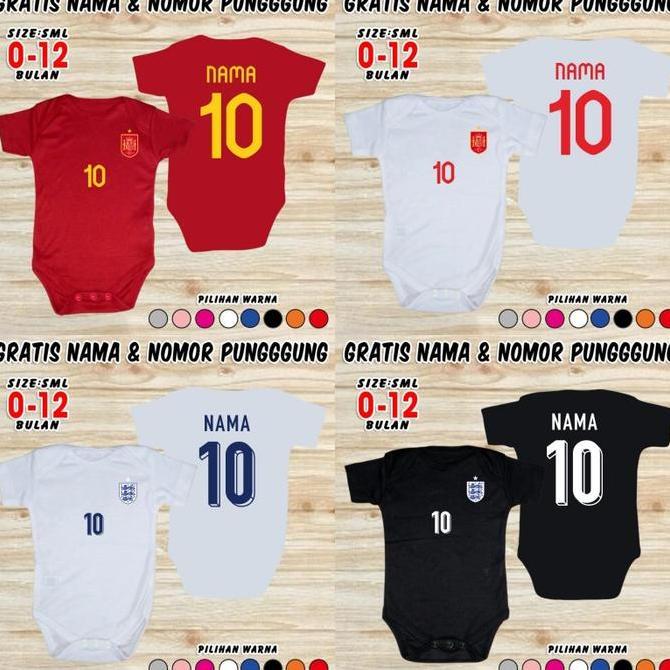 BL15 }} Baju Bola Bayi Jumper Baby Klub Negara Custom Nama Nopung Romper Newborn Piala Dunia eropa J