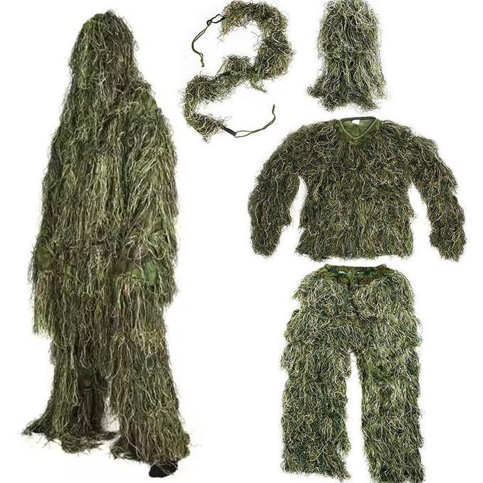 Premium Baju Ghillie Suit Anak Dewasa Setelan Camo Sniper Tactical Hunting Kostum Outdoor Nyaman Unt