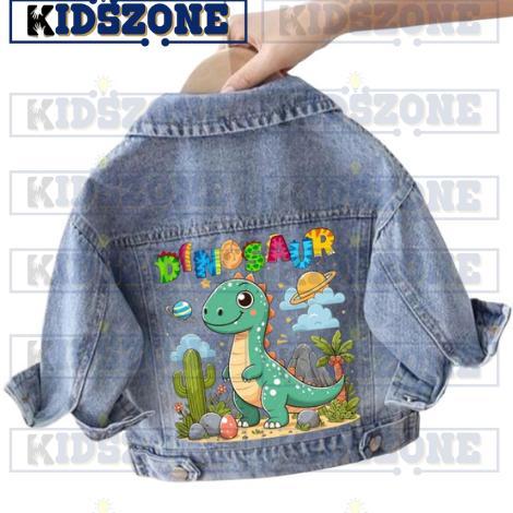 Hot Product Jaket Jeans Anak Karakter Dinosaurus Snow Blue & Black 1-7 Tahun