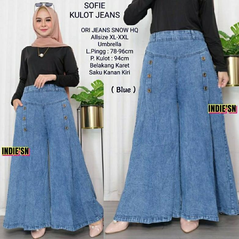 CUCI GUDANG CELANA Kulot jeans Snow Premium  Kancing Jumbo dan  Tali serut
