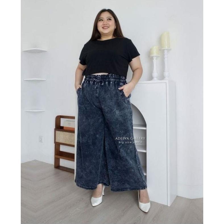 BESTPROMO CELANA Kulot jeans Snow Premium Kancing Jumbo dan Tali serut