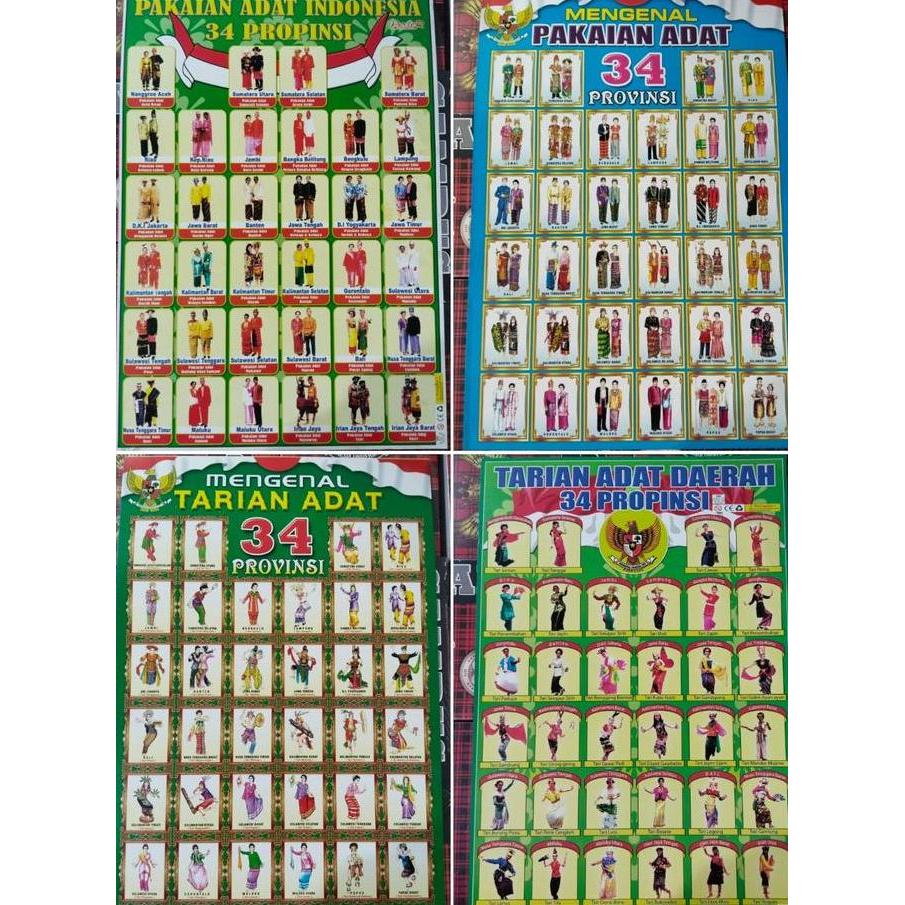 Sale Poster Karton Pakaian Adat | Poster Tarian Adat | Poster Upacara Adat | Poster Senjata Tradisio