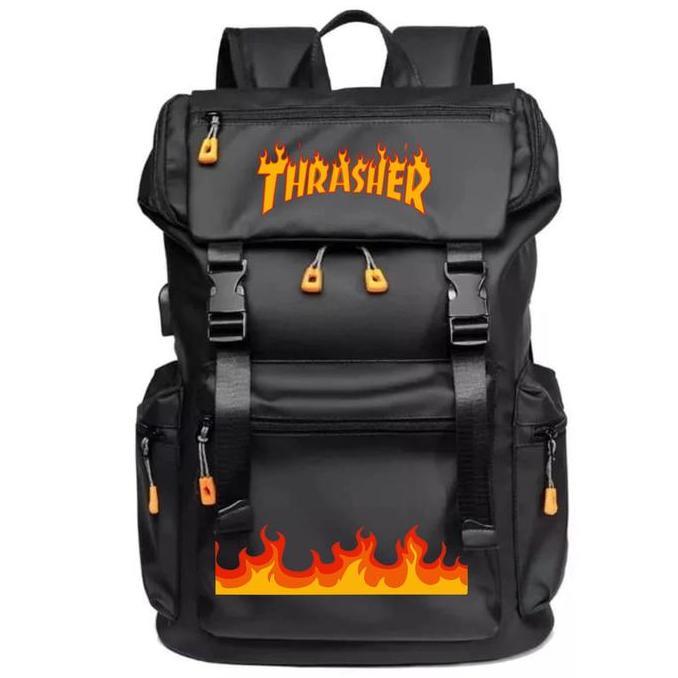 Saless Catenzo -Tas Thrasher Fire Tas Sekolah Anak Dan Dewasa Casual Kasual Ransel Kantong Ori Origi
