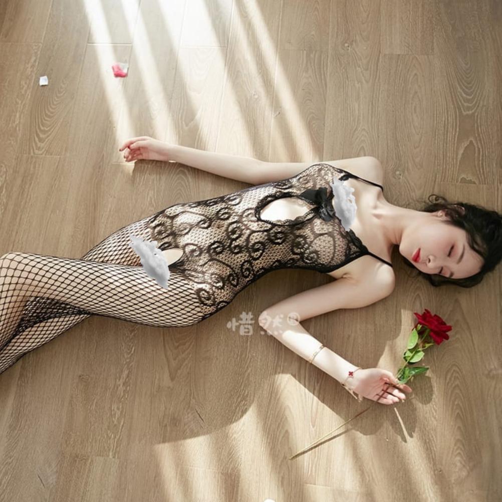 NEW WINGALERY Lingerie Wanita Baju Tidur Model Fishnet Tanpa Lengan 3056