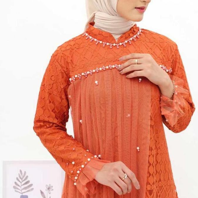 GAMIS OZIAS BRUKAT FIMELA 09933 I Gamis Kondangan Jumbo I Fashion Muslimah I Jumbo LD 120 140 Panjan