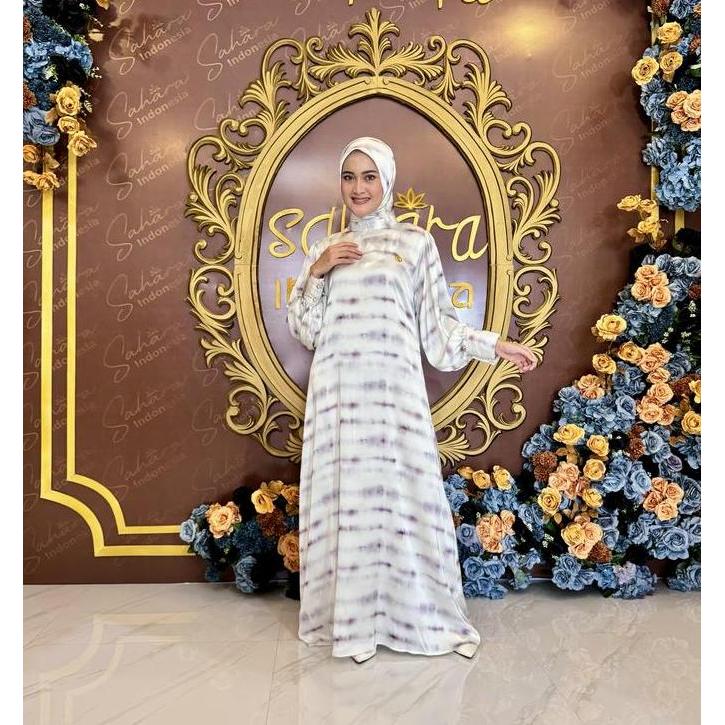 SAHARA BELIA GAMIS SET HIJAB SILK SUTRA wanita dewasa