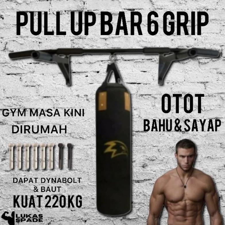 HOT SALE Alat Pull Up Bar 6 Grip Fitness Dinding Rumah Kuat 200 KG