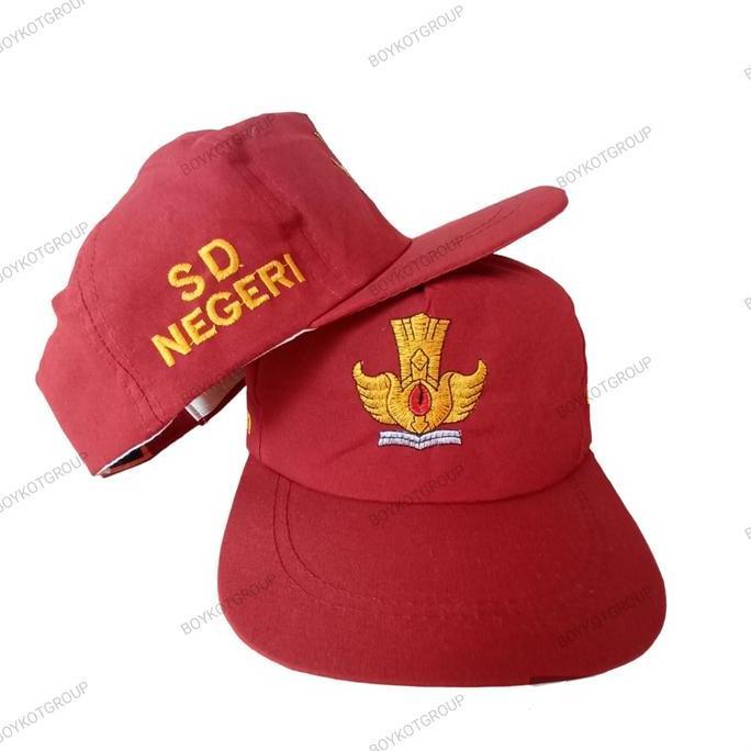 Gratong Topi Sd Negeri Bordir Perekat Topi Sd Full Merah Satuan