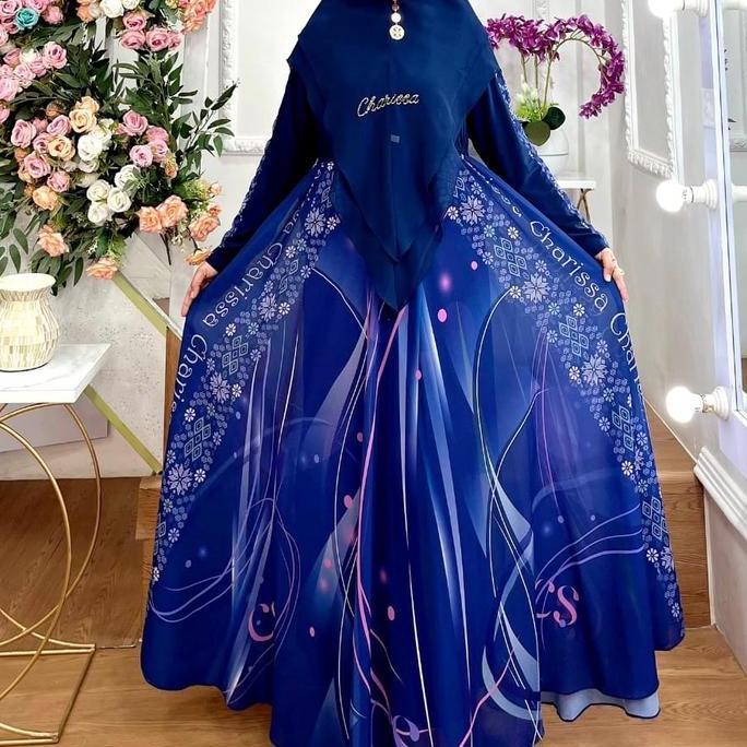 Kanza Series set gamis printing premium Mewah Wanita Muslim