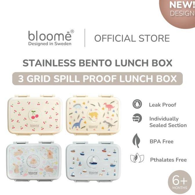 Bloome Stainless Bento Lunch Box- Kotak Bekal Makan Premium Sekat 3 - Anti Tumpah / Anti Campur