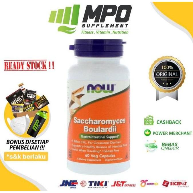 NOW Saccharomyces Boulardii (60 vegcaps) Kesehatan Pencernaan