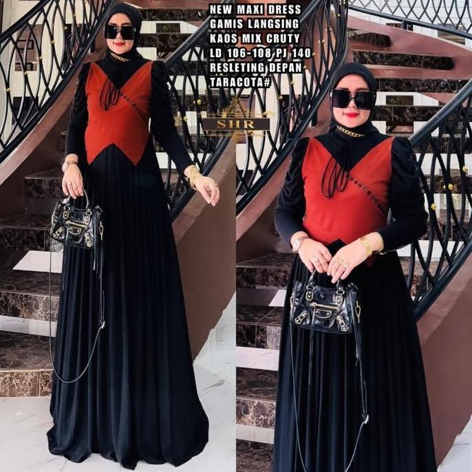 NEW SHR MAXI DRESS LANGSING RAJUT MIX CERUTY ORI SHR 100%