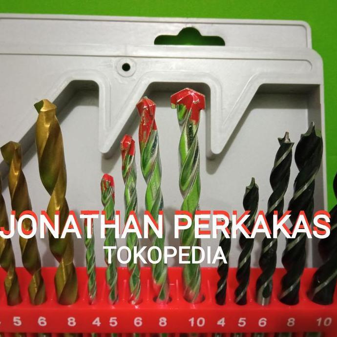 mata bor set 3-1(besi, beton dan kayu) /paket mata bor set michael