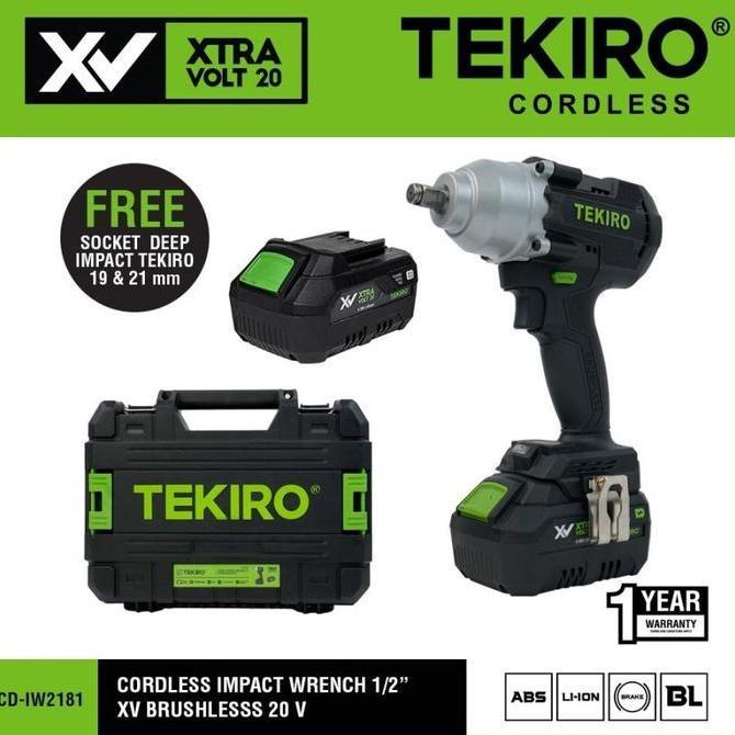 TEKIRO Cordless Impact Wrench 1/2" XV Brushless 20 V Tekiro