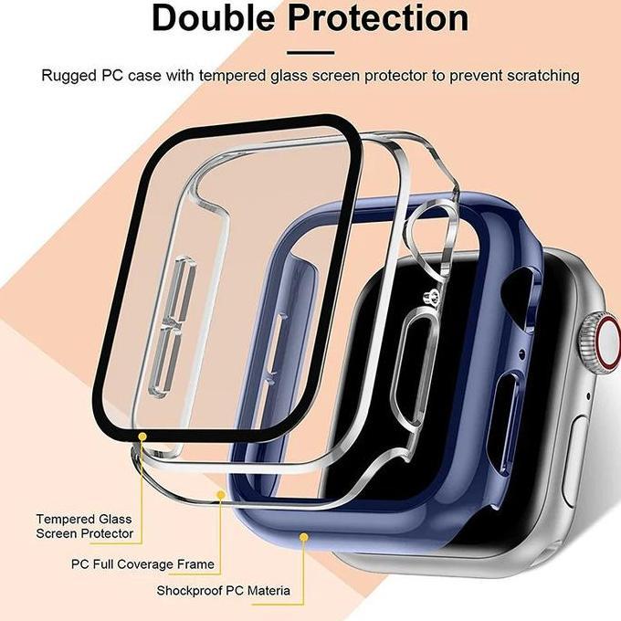 Temepred Glass PC Case for Apple Watch Ultra 3/2/1 49mm IWatch 40mm 41mm 44mm 45mm 42mm 38mm Series 
