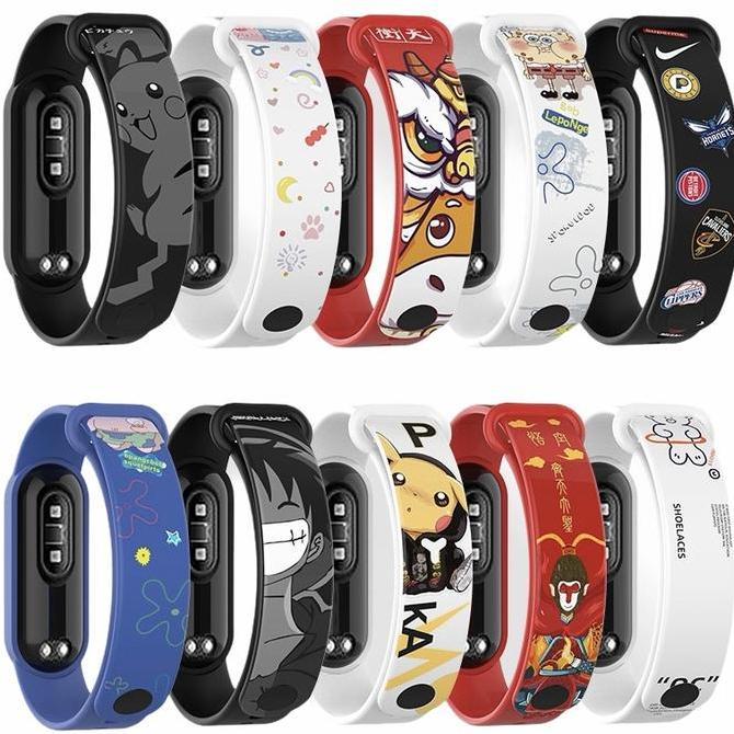 Strap MiBand 5 6 Strap Silicone Tali Pengganti Xiaomi Mi Band 6 Anime