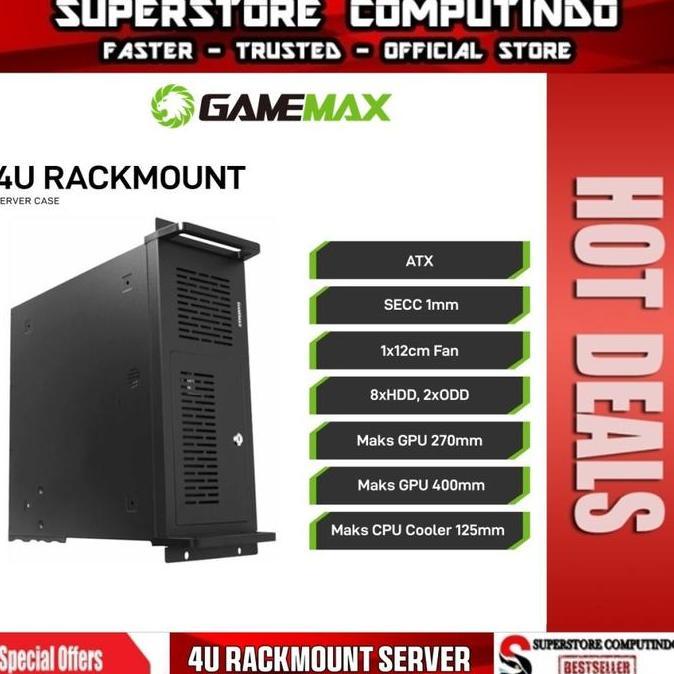 TERLARIS - Casing GameMax 4U Rackmount Server 4U Industrial ATX PC Case Metal Black