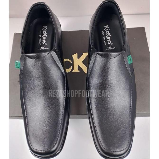 Grade Ori Sepatu Kickers Pantofel Steven Kulit Warna Hitam Pilihan Kerja Kantor Pria Ready Big Size 