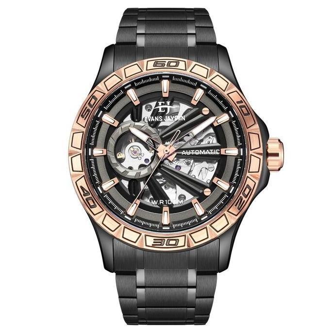 Evans Jayden Jam Tangan Pria 9565 Rantai Automatic Movement Stainless Steel Kaca Sapphire Chronograp