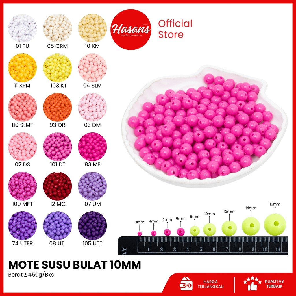Hasans / Manik Susu Bulat / Mote Susu / Manik Susu / Manik Susu Pastel / Mote Bulat / Manik Bulat / 