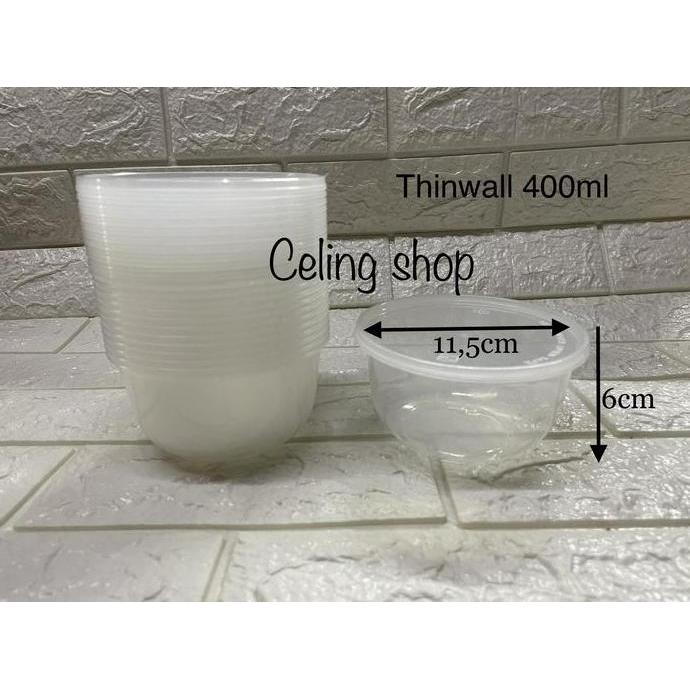 Siapkemas- Mangkok Thinwall Plastik Bening Tahan Panas Food Grade 400Ml
